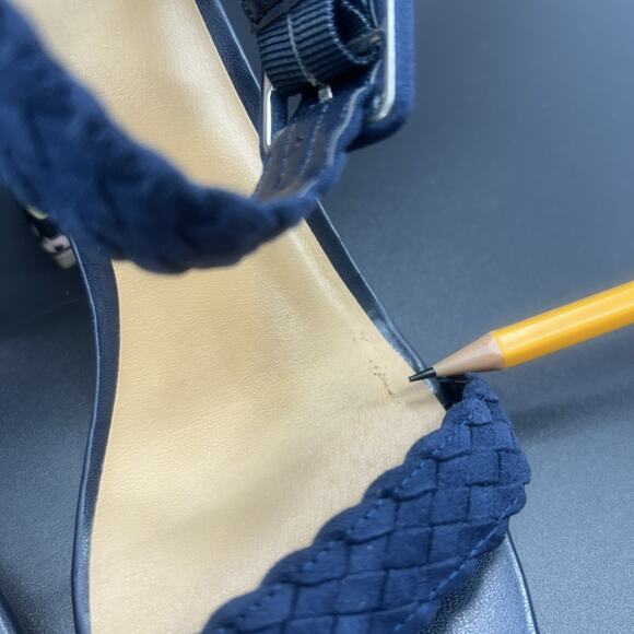 New Crown Vintage Cadence Womens 8M Aztec Navy Block Heel Open Toe Braid Sandal - Picture 9 of 10